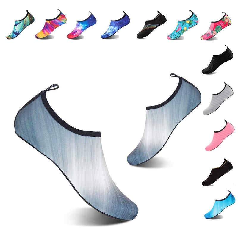 YALOX Water Shoes Women's Men's Outdoor Beach Swimming Aqua Socks Quick-Dry Barefoot Shoes Surfing Yoga Pool Exercise(JM-Grey,38/39EU) - Image 1